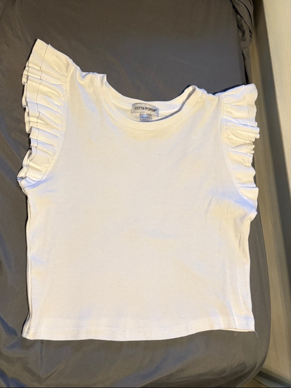 Cotton Emporium White Ruffle Sleeve Top